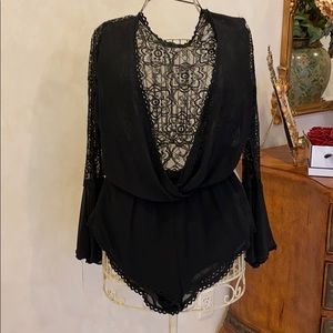 Black MADDY K lace romper